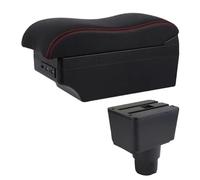 AESRTMJ Armrest Box For F&ord For Ecosport 2018 2019 2020 2021 Leather Arm Rest Center Console Storage USB Car Accessory(E2 Red Line)