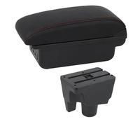 AESRTMJ Armrest Box For Toyota For Aqua 2017 2018 2019 2020 2021 2022 Car Armrest Leather Arm Rest Center Console Storage USB(C1 Red Line)