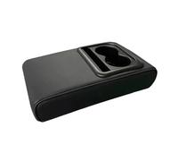 AESRTMJ Auto Center Console Armrest Cushion With 2 Cup Holder PU Leather Armrest Pad Portable Car Amrest Pillow Cover Height Pad(B)