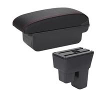 AESRTMJ Car Armrest Box Arm Storage Box Car Accessories For Fit For Jazz 2 2008 2009 2010 2011 2012 2013(C1 Black red NO USB)
