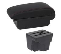AESRTMJ Car Armrest Box For Kia Rio 3 2011-2016 Interior Box Auto Parts Leather Arm Rest Center Console Storage USB(C1 Red Line)