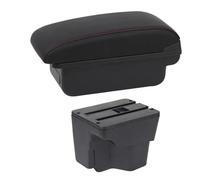 AESRTMJ Car Armrest Box For Kia Rio 3 2011-2016 Interior Box Auto Parts Leather Arm Rest Center Console Storage USB(B1 Red Line)