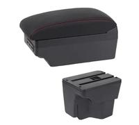 AESRTMJ Car Armrest Box For Kia Rio 3 2011-2016 Interior Box Auto Parts Leather Arm Rest Center Console Storage USB(E1 Red Line)
