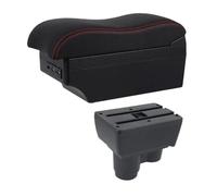 AESRTMJ Car Armrest Box For R&enault For Duster For Dacia For Duster 2019-2023 Armrest Retrofit Parts Storage Box Dual Layer Usb(E2 Red Line)
