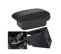 AESRTMJ For Citroen C1 Car Armrest Box Armrest Car Accessories Store Box Interior Central Armrest Box(C1 Black red NO USB)