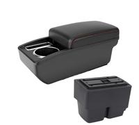 AESRTMJ For F&ord For Fiesta Armrest Box For F&ord For Fiesta MK7 Car Armrest 2009-2017 Storage Box Central Armrest Box(A1 Black red NO USB)