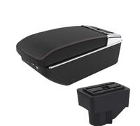 AESRTMJ For F&ord For Fiesta For Fiesta 3 2011 2012 2013 2014 2015 2016 2017 2018 Car Armrest BoxStorage Box Car Accessories PU Leather(A1 Black red 7USB)