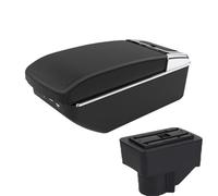 AESRTMJ For F&ord For Fiesta For Fiesta 3 2011 2012 2013 2014 2015 2016 2017 2018 Car Armrest BoxStorage Box Car Accessories PU Leather(A2 Black line7 USB)