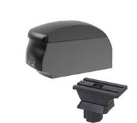 AESRTMJ For Mazda 2 Armrest Box For Mazda 2 For Demio Car Armrest Box Central Storage Box Interior Retrofit USB Interface(A1 Black Red single)