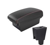 AESRTMJ For Perodua For Axia Armrest Box For Perodua For Axia Car Armrest Storage Box Center Console Armrest(B1 Black red 3USB)