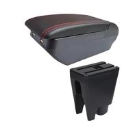 AESRTMJ For Peugeot 107 Car Armrest Box Storage Box Retrofit Interior Car Accessories(H Black Red 4 USB)