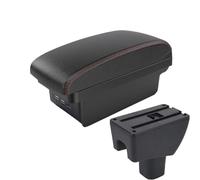 AESRTMJ For Toyota For Agya Armrest Box For Toyota For Agya For Wigo Car Armrest Central Storage Box Retrofit With USB Charging(B1 Black red 3USB)