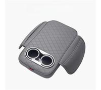 AESRTMJ PU Leather Car Center Console Armrest Cushion With 2 Cup Holders And Side Pocket Auto Heightened Pad Car Armrest Cover(Grey)