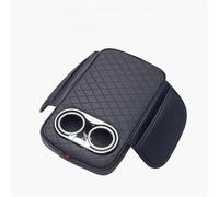 AESRTMJ PU Leather Car Center Console Armrest Cushion With 2 Cup Holders And Side Pocket Auto Heightened Pad Car Armrest Cover(BLACK)