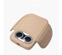 AESRTMJ PU Leather Car Center Console Armrest Cushion With 2 Cup Holders And Side Pocket Auto Heightened Pad Car Armrest Cover(Beige)