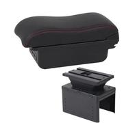 AESRTMJ Universal Car Armrest Box Universal Model Armrest Car Accessories Storage Box Central Armrest Box(B1 Black red 3USB)