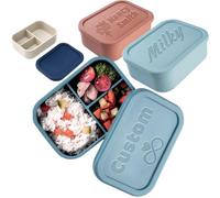 AESTHESTIFY Custom Bento Box Personalized Silicone Lunch Box Engraved Name Logo,Even Your Image - Lunch Containers with 3 Compartment for Work Travel Meals Microwave Freezer Dishwasher Safe