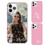 AESTHESTIFY Custom Pink Silicone Case for iPhone 12 Pro Max 5G - Personalized Photo Picture Logo Text Soft Slim Cover, Unique Customized Phone Accessory Women Gift on Birthday Valentine Anniversary