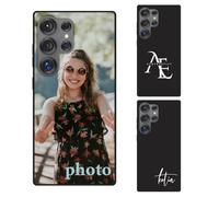 AESTHESTIFY Personalized Slim Case for Samsung Galaxy S25 Ultra 5G 2025, Custom Photo Cover with Image Name, Black, Silicone with Nano Oleophobic Coating, Enhanced Drop Protection