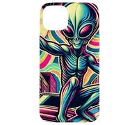 Aesthetic Alien Summer Surfer Retro Alien Surfing Mens Case for iPhone 15 Plus