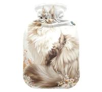 Aesthetic American Curl Cats White Travel hot Water Bottle with Soft Cover, 2L Warmer Bag for Neck and Shoulder Pain Relief, Neck Shoulder Warmer, Bolsa Caliente para Dolores musculares