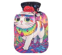 Aesthetic American Shorthair Cat hot Bottle Water Bag with Soft Cover, 1L hotwater Bag for Period Cramps, Menstrual Cramps, Bolsa de calor para Dolor Menstrual