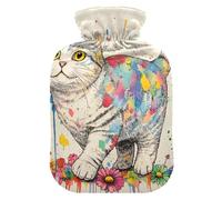 Aesthetic American Shorthair Cat hot Water Bottle with Soft Cover, 2L hot Compress Bag for Arthritis, Menstrual Cramps, Bolsa para cólicos menstruales