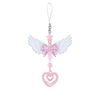 Aesthetic Angel Wings Charm Cute Beaded Phone Charm Camera Strap Accessory Pendant Keychain for Bag Backpack Handbag Pink Christmas Decorations (1 Pair Pink)