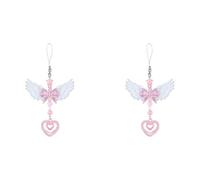 Aesthetic Angel Wings Charm Cute Beaded Phone Charm Camera Strap Accessory Pendant Keychain for Bag Backpack Handbag Pink Christmas Decorations (2 Pairs Pink)