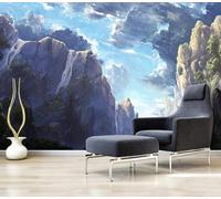 Aesthetic Art Nature Mountains Trees Landscape 3D Wallpaper Silky Texture Home Study Office Grey Dining Room Sofa Bedroom Living Room TV Backdrop-250cm×170cm