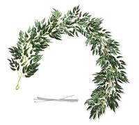 Aesthetic Artificial Leaf Garland Foliage, Dark Green Willow Garland with Silk Leaves, 6.5ft, Versatile Vine for Decor with cable ties