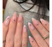 Aesthetic Artificial Nails Almond Shape Fake Nails with Dopamine Color Design for Easy Fit on Hands 24Pieces Denial Epoxy Hoofs Short