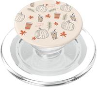 Aesthetic Autumn Fall Leaves Pumpkin Latte Coffee Pattern PopSockets PopGrip for MagSafe