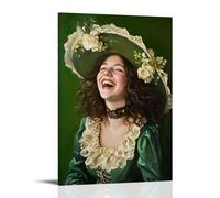 Aesthetic Beautiful Laughing Girl Wall Art Poster, Abstract Modern Canvas Art Print Artwork for Bedroom Bathroom Living Room Home Wall Decor 24x36inch(60x90cm)
