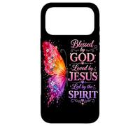 Aesthetic Blessed by God Loved by Jesus Butterfly Faith Case for iPhone 17 Pro Max