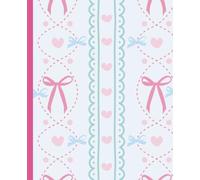 Aesthetic Blue and Pink Ruffle Composition Notebook: Wide Ruled Writing Journal - 110 Pages, 7.5 x 9.25 Inches, Trendy Ribbon Cover Design