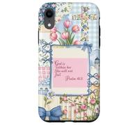 Aesthetic Blue Coquette Christian Preppy Collage Bible Verse Case for iPhone XR