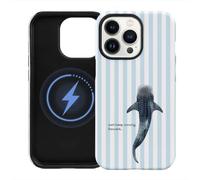 Aesthetic Blue Striped Whale Shark Christian Phone Case Fit for iPhone 13 Pro Case, Magnetic Dual-Layer Jesus Bible Shockproof Protect Ocean God Faith Summer Phone Cover for Girl Women Men - 6.1 Inch