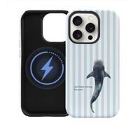 Aesthetic Blue Striped Whale Shark Christian Phone Case Fit for iPhone 15 Pro Case, Magnetic Dual-Layer Jesus Bible Shockproof Protect Ocean God Faith Summer Phone Cover for Girl Women Men - 6.1 Inch