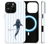 Aesthetic Blue Striped Whale Shark Christian Phone Case Fit for iPhone 15 Pro Max Case, Magnetic Dual-Layer Jesus Bible Shockproof Protective Ocean God Faith Summer Cover for Girl Women Men 6.7 Inch