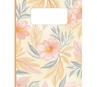 Aesthetic Boho Floral Lined Notebook: 110 Page Wide Ruled Journal, 8.5 x 11 Large Size: Blush Pink Peach & Gold Cottage-core Composition Book for Women, Men, Students, & Teens