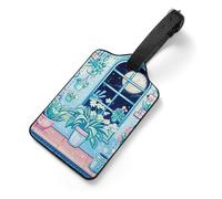 Aesthetic Botanical Tag Luggage with Name Card Identifiers Leather Identifiers Travel Tags Backpack Tag for Long Flight Must Travels Gift Airport Essentials 2.8 X 4.7 in
