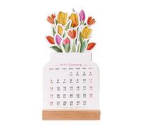Aesthetic Bouquet Calendar - Monthly Desk Planner, 2026 Vase Shaped Calendar with Wooden Base | Desk Decor with Flowers, Cute and Fun Calendari, Practical Pla