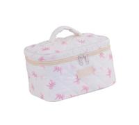 Aesthetic Bowknot Quilted Makeup Bag Large Capacity Travel Cosmetic Storage for Trendy Women and Ladies Daily Use Women's Makeup Organizers