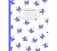 Aesthetic Butterfly Composition Notebook: (8.5×11) college ruled Journal (Indigo/White): Cute Design for kids Teens Girls Students