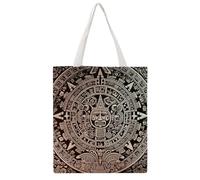 Aesthetic Canvas Tote Bag for Women Large 16.1x15In Double-Sided Printed | Reusable Grocery Shopping Bags, Large Capacity, Mayan Calendar End of The World Shoulder Bag for Travel, Beach, Camping, Yoga