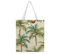 Aesthetic Canvas Tote Bag for Women Large 16.1x15In Double-Sided Printed | Reusable Grocery Shopping Bags, Large Capacity, Summer Coconut Tree Shoulder Bag for Travel, Beach, Camping, Yoga