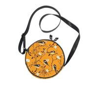 Aesthetic Capped Chickadee Bird Orange Round Anti Theft Crossbody Bag Womens Beauty with Adjustable Strap Over The Shoulder Purse Date Canvas Messenger Purse