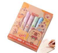 Aesthetic Capybara Markers - Smooth Highlight Flow, Cute Animal Design | Vibrant Highlighter Pen Pack Precision Tips, Ideal for Study Notes, Planners, Creative Writing, School Supply Sets