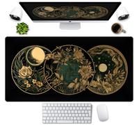 Aesthetic Celestial Desk Mat Vintage Flowers Desk Pad Large Mouse Pad Gaming Mousepad Extended XXL Computer Mat 31.5x15.75 in, Cute Laptop Keyboard and Mouse Mat for Women Office Desk Decor Pad
